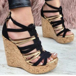 JIMMY CHOO Size 39 (US W9) Cage Wedge Sandals